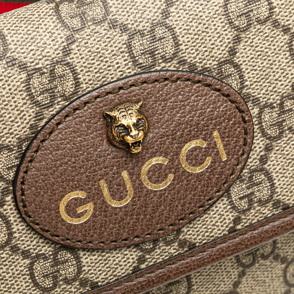 グッチ GGスプリーム ネオヴィンテージ キャットヘッド シェリーライン ボディバッグ ウエストバッグ 493930 ブラウン ベージュ PVC レザー メンズ GUCCI 【中古】