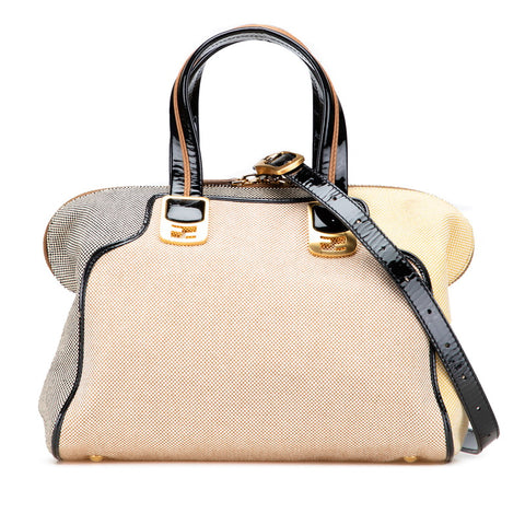 フェンディ カメレオン ハンドバッグ ショルダーバッグ 2WAY 8BL114 ベージュ マルチカラー キャンバス エナメル レディース FENDI 【中古】