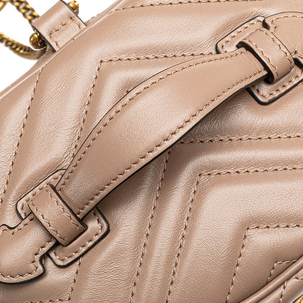 グッチ GGマーモント バニティ リュック バックパック 598594 ピンクベージュ レザー レディース GUCCI 【中古】