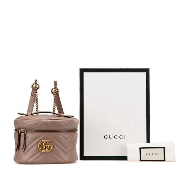 グッチ GGマーモント バニティ リュック バックパック 598594 ピンクベージュ レザー レディース GUCCI 【中古】