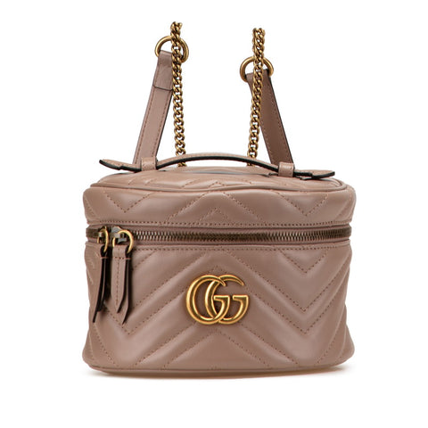 グッチ GGマーモント バニティ リュック バックパック 598594 ピンクベージュ レザー レディース GUCCI 【中古】