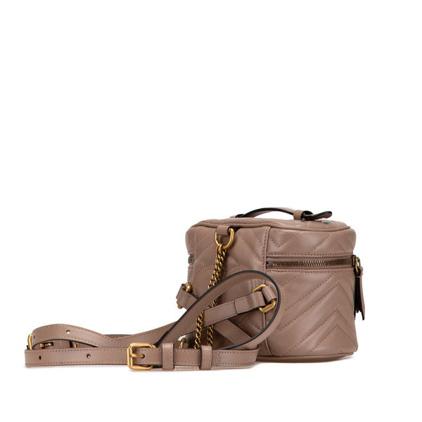 グッチ GGマーモント バニティ リュック バックパック 598594 ピンクベージュ レザー レディース GUCCI 【中古】