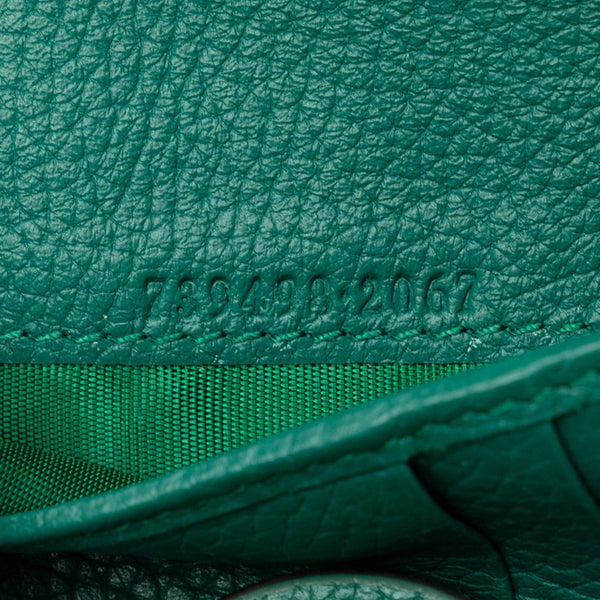 グッチ バンブー 二つ折り財布 コンパクトウォレット 739498 グリーン レザー レディース GUCCI 【中古】