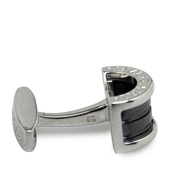 ブルガリ ビーゼロワン ハーフサークルリング 2連バンドL カフス ブラック SV925 シルバー セラミック メンズ BVLGARI 【中古】