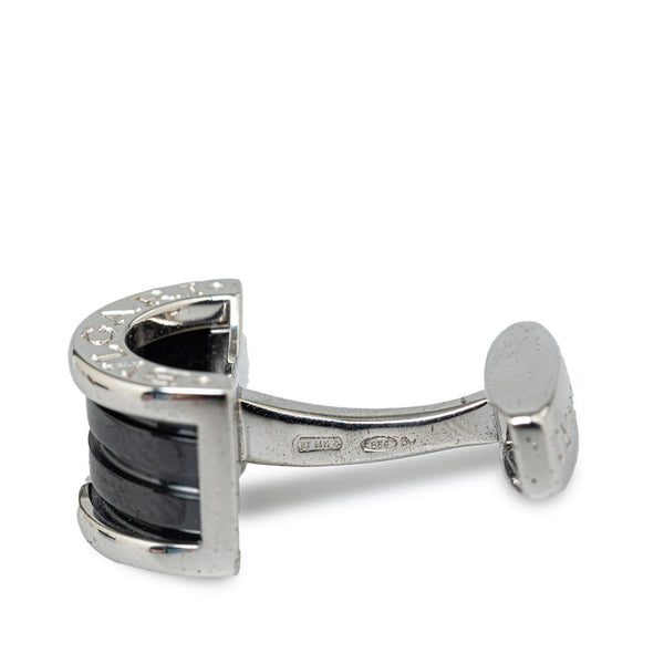 ブルガリ ビーゼロワン ハーフサークルリング 2連バンドL カフス ブラック SV925 シルバー セラミック メンズ BVLGARI 【中古】