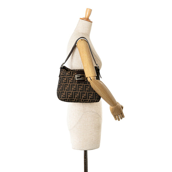 フェンディ ズッカ マンマバケット ハンドバッグ ワンショルダーバッグ 264260 ブラウン キャンバス レザー レディース FENDI 【中古】