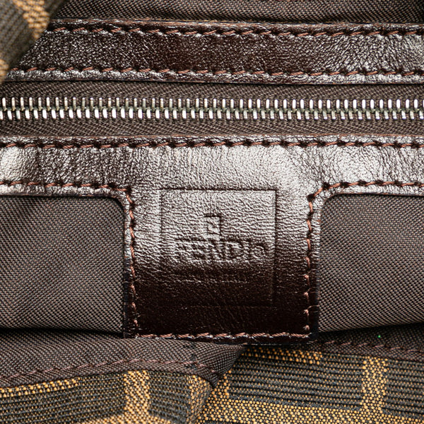 フェンディ ズッカ マンマバケット ハンドバッグ ワンショルダーバッグ 264260 ブラウン キャンバス レザー レディース FENDI 【中古】
