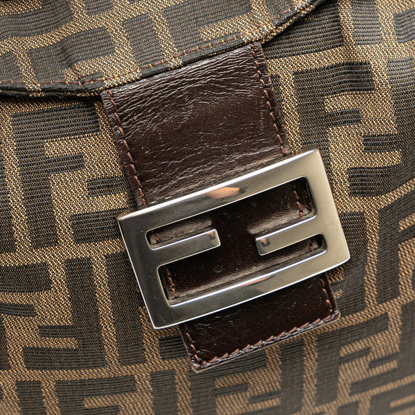 フェンディ ズッカ マンマバケット ハンドバッグ ワンショルダーバッグ 264260 ブラウン キャンバス レザー レディース FENDI 【中古】