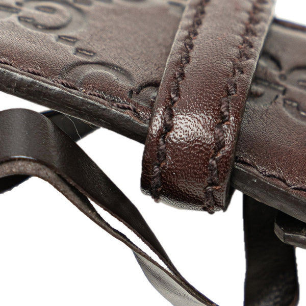 グッチ グッチシマ インターロッキングG ベルト 85/34 114984 ブラウン シルバー レザー レディース GUCCI 【中古】