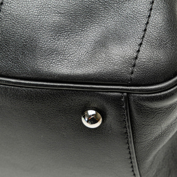 シャネル チョコバー ハンドバッグ ブラック ラムスキン レディース CHANEL 【中古】