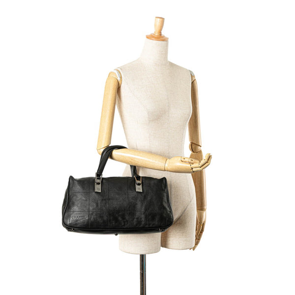 シャネル チョコバー ハンドバッグ ブラック ラムスキン レディース CHANEL 【中古】