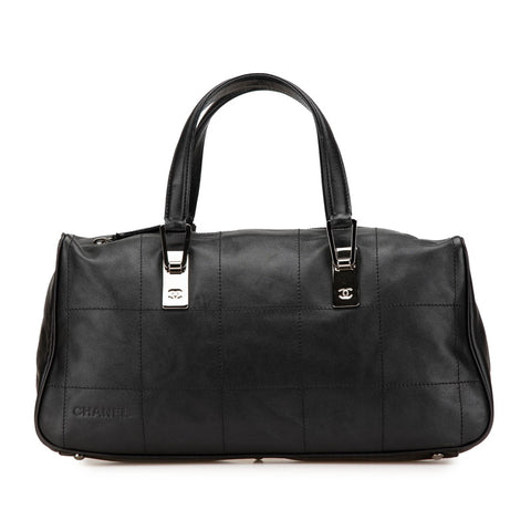 シャネル チョコバー ハンドバッグ ブラック ラムスキン レディース CHANEL 【中古】