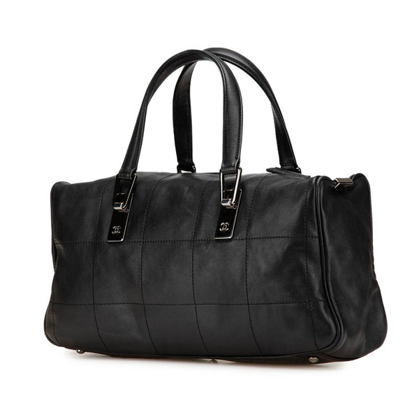 シャネル チョコバー ハンドバッグ ブラック ラムスキン レディース CHANEL 【中古】