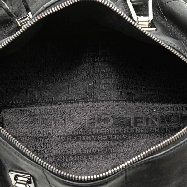 シャネル チョコバー ハンドバッグ ブラック ラムスキン レディース CHANEL 【中古】