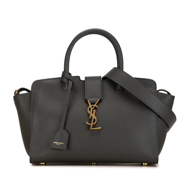 サンローラン ダウンタウン ベイビー ハンドバッグ ショルダーバッグ 2WAY 635346 グレー カーフ レザー レディース SAINT LAURENT 【中古】