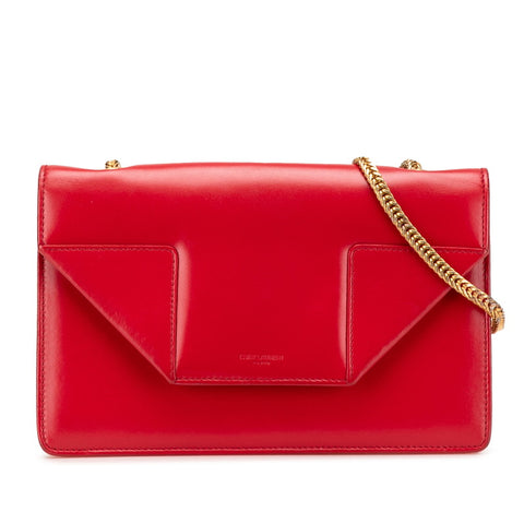 サンローラン ベティ チェーン ショルダーバッグ レッド レザー レディース SAINT LAURENT 【中古】