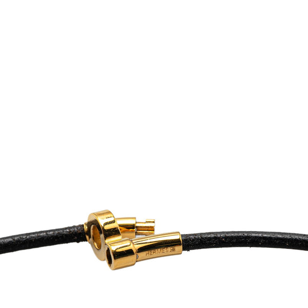 エルメス ドゥーブルケリー チョーカー ネックレス ブラック ゴールド レザー メッキ レディース HERMES 【中古】