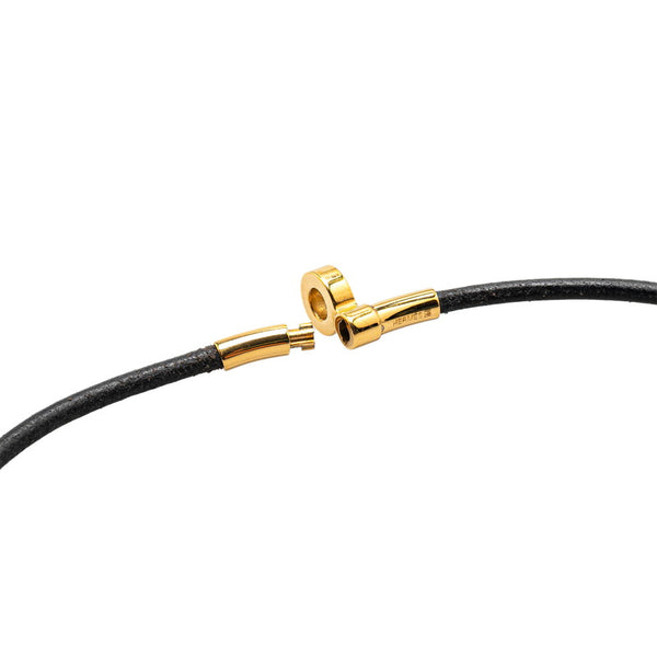 エルメス ドゥーブルケリー チョーカー ネックレス ブラック ゴールド レザー メッキ レディース HERMES 【中古】