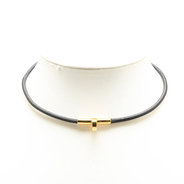 エルメス ドゥーブルケリー チョーカー ネックレス ブラック ゴールド レザー メッキ レディース HERMES 【中古】