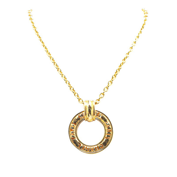 シャネル ロゴ ラウンド サークル ネックレス ゴールド メッキ レディース CHANEL 【中古】
