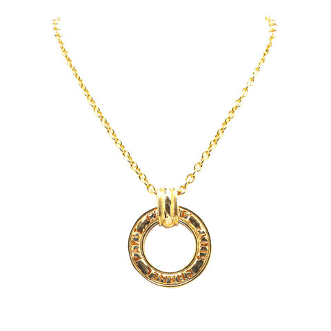 シャネル ロゴ ラウンド サークル ネックレス ゴールド メッキ レディース CHANEL 【中古】