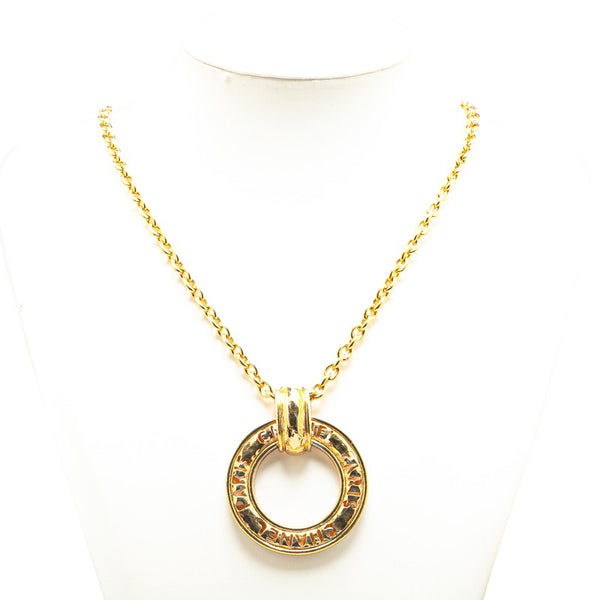 シャネル ロゴ ラウンド サークル ネックレス ゴールド メッキ レディース CHANEL 【中古】