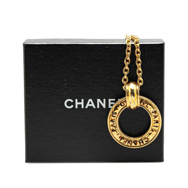 シャネル ロゴ ラウンド サークル ネックレス ゴールド メッキ レディース CHANEL 【中古】