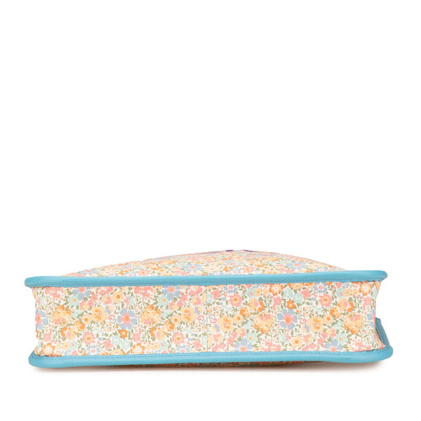 グッチ × LIBERTY リバティ チルドレンズ フラワー 花 トートバッグ ハンドバッグ 550763 ライトブルー オレンジ マルチカラー キャンバス レザー レディース GUCCI 【中古】