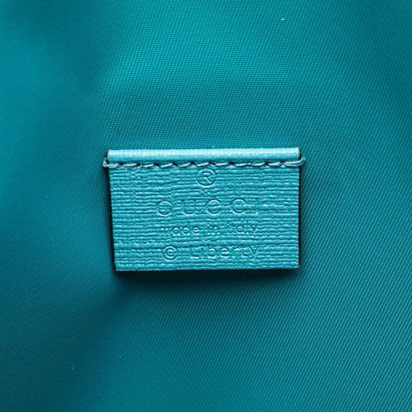 グッチ × LIBERTY リバティ チルドレンズ フラワー 花 トートバッグ ハンドバッグ 550763 ライトブルー オレンジ マルチカラー キャンバス レザー レディース GUCCI 【中古】