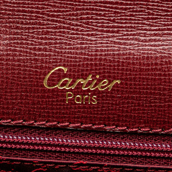 カルティエ マストライン ハンドバッグ トートバッグ ボルドー ワインレッド レザー レディース CARTIER 【中古】