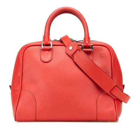 ロエベ アナグラム アマソナ75 ハンドバッグ ショルダーバッグ 2WAY レッド レザー レディース LOEWE 【中古】
