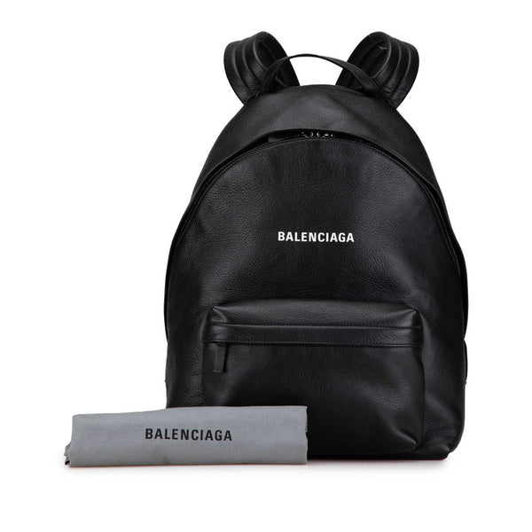 バレンシアガ エブリディ ロゴ リュック バックパック 552374 ブラック レザー レディース BALENCIAGA 【中古】
