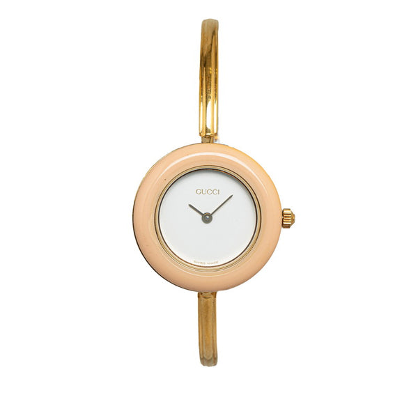 グッチ チェンジベゼル 腕時計 11/12.2 手巻き ホワイト文字盤 メッキ プラスチック レディース GUCCI 【中古】