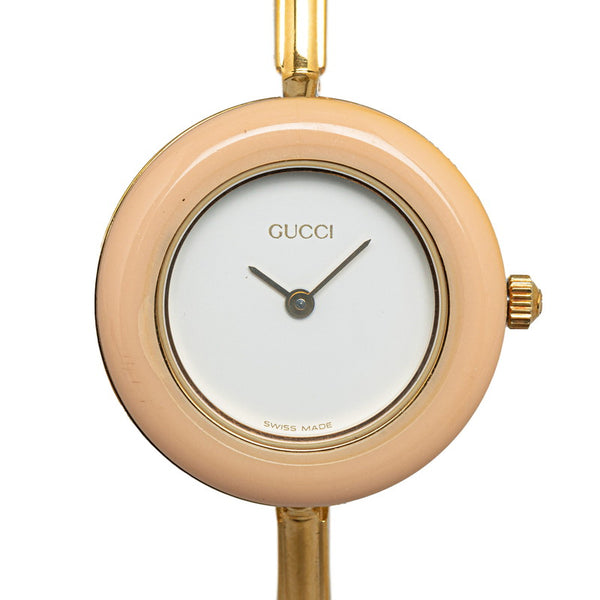 グッチ チェンジベゼル 腕時計 11/12.2 手巻き ホワイト文字盤 メッキ プラスチック レディース GUCCI 【中古】