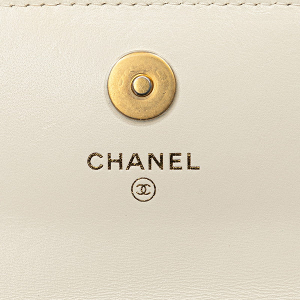 シャネル シャネル19 ミニ チェーン ショルダーバッグ ホワイト ゴールド シルバー ラムスキン レディース CHANEL 【中古】