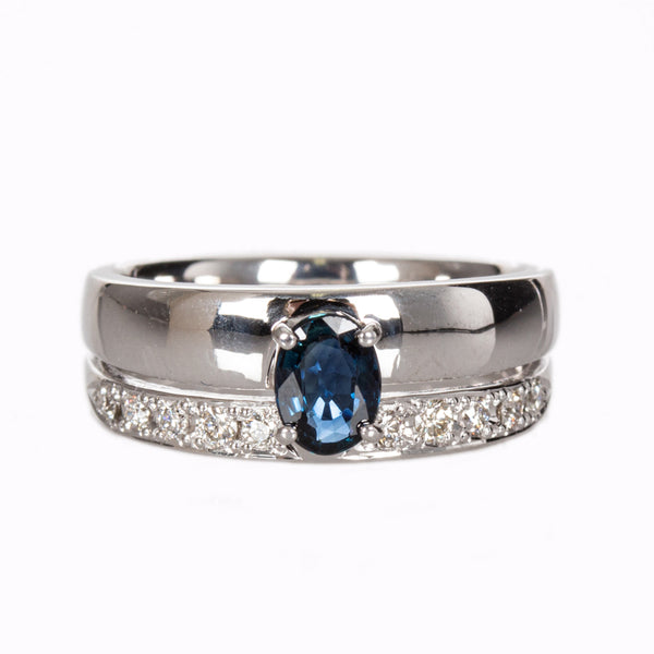 Pt900 プラチナ サファイア0.46ct ダイヤ0.17ct リング 指輪 レディース 11.5号 【中古】