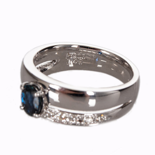 Pt900 プラチナ サファイア0.46ct ダイヤ0.17ct リング 指輪 レディース 11.5号 【中古】