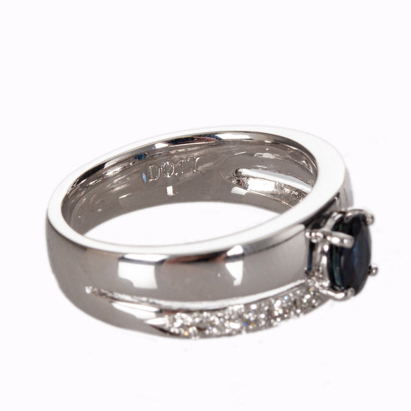 Pt900 プラチナ サファイア0.46ct ダイヤ0.17ct リング 指輪 レディース 11.5号 【中古】