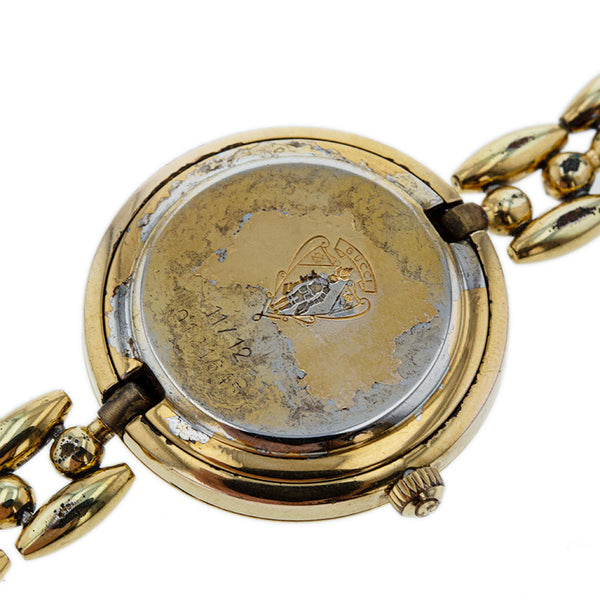 グッチ チェンジベゼル 5 ゴールド メッキ 腕時計 レディース GUCCI クオーツ ホワイト文字盤 【中古】