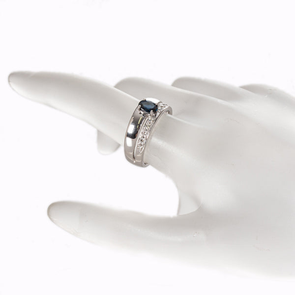 Pt900 プラチナ サファイア0.46ct ダイヤ0.17ct リング 指輪 レディース 11.5号 【中古】