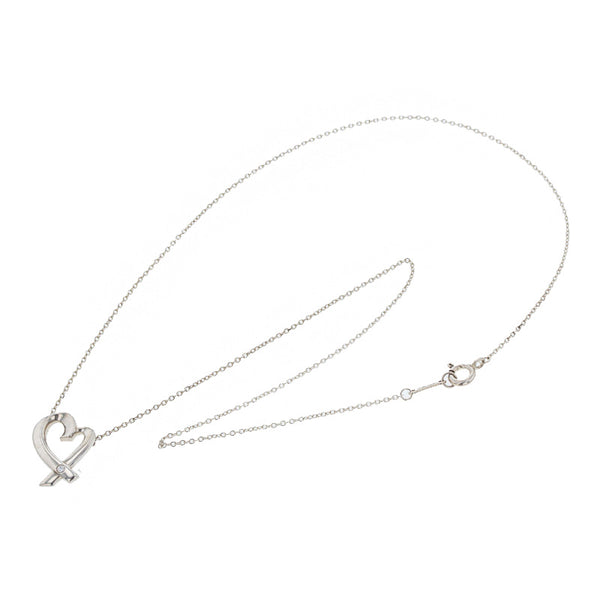 ティファニー SV925 シルバー パロマ  ピカソ ラビングハート ダイヤ ネックレス レディース TIFFANY&Co. 【中古】