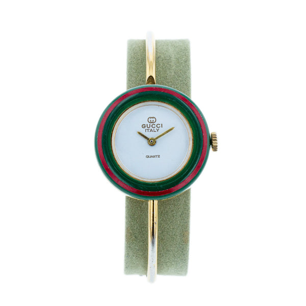 グッチ チェンジベゼル 11 ゴールド メッキ 腕時計 レディース GUCCI クオーツ ホワイト文字盤 【中古】