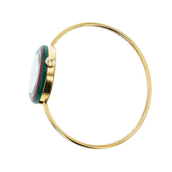 グッチ チェンジベゼル 11 ゴールド メッキ 腕時計 レディース GUCCI クオーツ ホワイト文字盤 【中古】