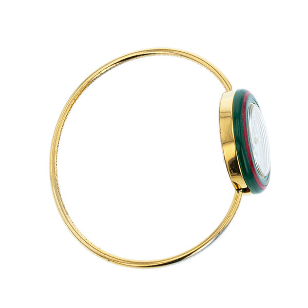 グッチ チェンジベゼル 11 ゴールド メッキ 腕時計 レディース GUCCI クオーツ ホワイト文字盤 【中古】