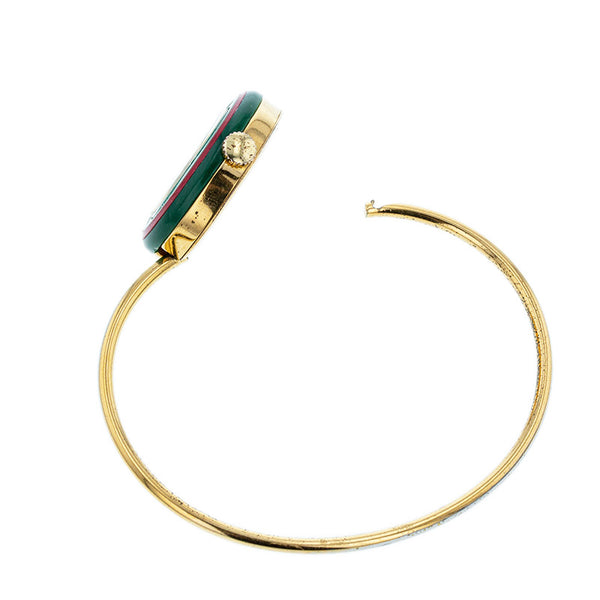 グッチ チェンジベゼル 11 ゴールド メッキ 腕時計 レディース GUCCI クオーツ ホワイト文字盤 【中古】