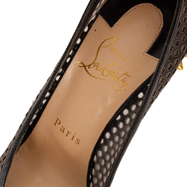 クリスチャンルブタン スタッズ ブラック レザー パンプス レディース Christian Louboutin 【中古】