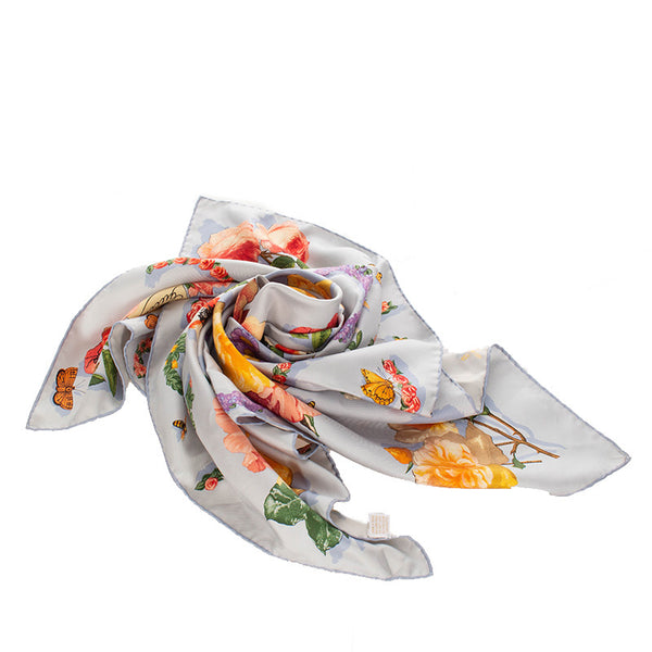 グッチ フラワー スカーフ マルチ シルク レディース GUCCI 【中古】