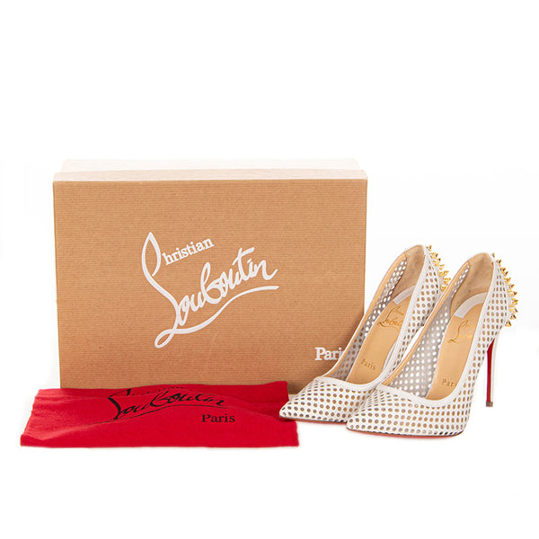 クリスチャンルブタン グニポンプ100 スタッズ 1170493 ホワイト レザー パンプス レディース Christian Louboutin 【中古】