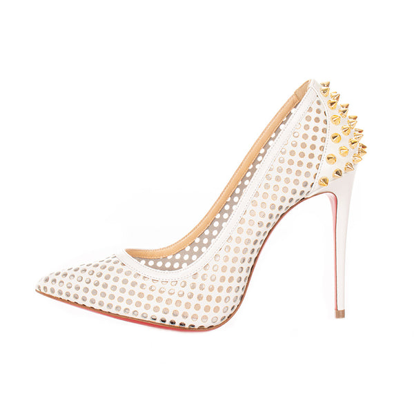 クリスチャンルブタン グニポンプ100 スタッズ 1170493 ホワイト レザー パンプス レディース Christian Louboutin 【中古】