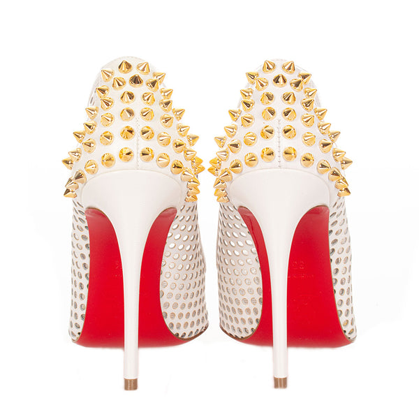クリスチャンルブタン グニポンプ100 スタッズ 1170493 ホワイト レザー パンプス レディース Christian Louboutin 【中古】